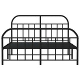 Bed Frame Black Powder-Coated Steel Large Bed Frame Rectangular 353658