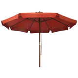 ZNTS Garden Parasol with Wooden Pole 330 cm Terracotta 47217