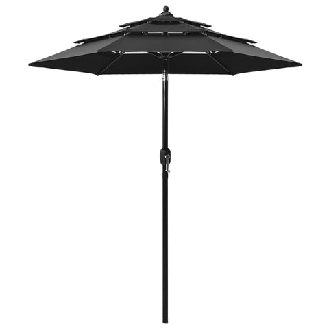 3-Tier Garden Parasol with Aluminium Pole Black 2 m 313858