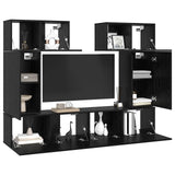 TV Cabinet Set 6 pcs Black Oak Engineered Wood 3393469