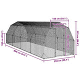 Chicken Run 2.5x8x2.25 m Galvanised Steel 3328518