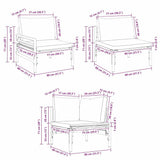 Garden Sofa Set with Cushion 7 pcs Black Steel 3378959
