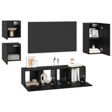 TV Cabinet Set Wall-mounted 5 pcs Black Oak Engineered Wood 3393349