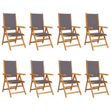 Reclining Garden Chairs 8 pcs Anthracite Fabric and Solid Wood 3214543