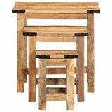 Nesting Side Tables 3 pcs Solid Rough Wood Mango 358502