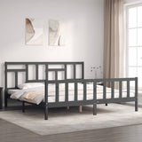 Bed Frame without Mattress Grey 200x200 cm Solid Wood Pine 3193163