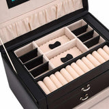 Jewellery Box 3-Layer with Mirror Lockable Black 26x18x17.5 cm 4103559