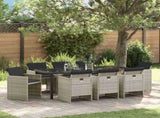Garden Dining Set 9 pcs Light Grey Poly Rattan 3380612