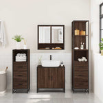 ZNTS 4 Piece Bathroom Furniture Set Brown Oak Engineered Wood 3301279