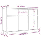 Sideboard 111x36x75 cm Solid Wood Pine 813814