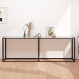 Console Table White Marble 220x35x75.5cm Tempered Glass 331692