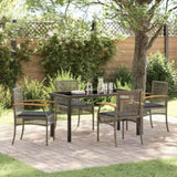 Garden Dining Set with Cushion 5 pcs Grey and Black Rattan 3380822