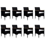 Garden Dining Set Black Solid acacia wood Large Durable 3095869
