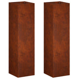 Garden Planter 2 pcs Rusty 20 x 20 x 75 cm Weathering Steel 8005329