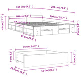 Bed Frame with Drawers without Mattress Grey Sonoma 160x200 cm 3280739