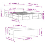 ZNTS Bed Frame with Drawers without Mattress Concrete Grey 160x200 cm 3280737