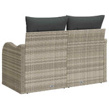 Garden Sofa with Cushion Light Grey 121 x 62 x 69cm Poly Rattan 42006727