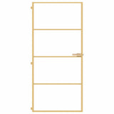 Interior Door Slim Golden 93x201.5 cm Tempered Glass and Aluminium 155138