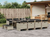 Garden Dining Set Light grey PE rattan 12-seater Foldable 3210623