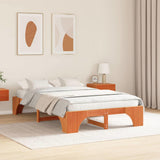 Bed Frame Wax Brown 135 x 190 cm Solid Pine Wood 872955