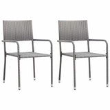 3 Piece Garden Dining Set Poly Rattan & Solid Acacia Wood Grey 3059464