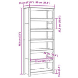 Book Cabinet Wax Brown 80 x 35 x 183 cm Solid Pine Wood 869976