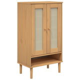 Shoe Cabinet SENJA Rattan Look Brown 59.5x35x107 cm Solid Wood 358049