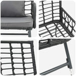 Garden Dining Set 3 pcs Black and Anthracite Poly rattan, steel 42010352