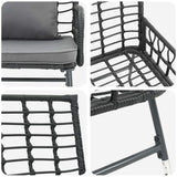 Garden Dining Set 3 pcs Black and Anthracite Poly rattan, steel 42010352