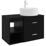Bathroom Furniture Set 2 pcs Black Oak Engineered Wood 3403905