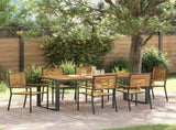 Garden Dining Set 7 pcs Black and Brown Poly Rattan 3365484