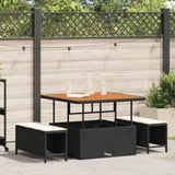 Garden Dining Set Black Poly Rattan 42007907