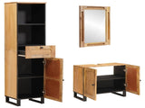 Bathroom Sets with Drawer 3 pcs Natural Solid Mango Wood 3310061