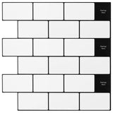 Subway Tile 50 pcs White Black 30 x 30 cm Polyurethane and PET 42046125
