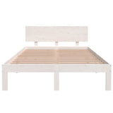 Bed Frame White Solid pine wood, plywood slats 120x200 cm Tough 810491