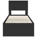 Bed Frame with Drawer Black 75 x 190 cm Engineer Wood 3410757
