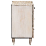 Bed cabinet with Drawer White 50 x 33 x 60 cm Solid Mango Wood 4018377