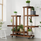 Flower Stand with Wheels 95x25x101 cm Solid Wood Fir 362863