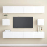 6 Piece TV Cabinet Set White Engineered Wood 3078684