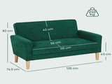 Two-Seater Velvet-Feel Sofa - Green T3398P377880
