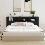 Headboard Cabinet with Shelf Black Oak 220 x 18.5 x 102.5 cm 862092