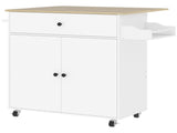 Rolling Kitchen Island with Drop Leaf, Kitchen Storage Cart with Drawer, Spice Rack and Towel Rack, T3398P378828