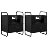 Hanging Bedside Cabinet 2 pcs Black Oak 40 x 30 x 50 cm 8013555