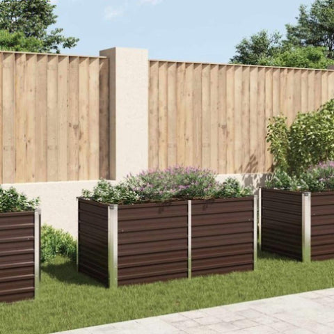 ZNTS Raised Garden Bed Brown 160x80x77 cm Galvanised Steel 45709