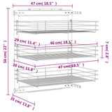 3-Tier Pull-out Kitchen Wire Basket Silver 47x35x56 cm 50970