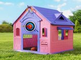 5-in-1 Playhouse Kids Outdoor Indoor with Basketball Hoop, Football Goal, Dartboard, Ring Toss T3398P378980