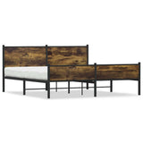 Metal Bed Frame without Mattress Smoked Oak 160x200 cm 3301386