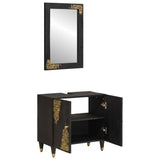 Bathroom Cabinet Set Wall-mounted 2 pcs Black Solid Mango Wood 3310159