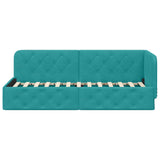Corner Bed Frame with Headboard Turquoise 80 x 200 cm Velvet 42016521