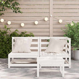 Garden Sofa 2-Seater White Solid Wood Pine 837943